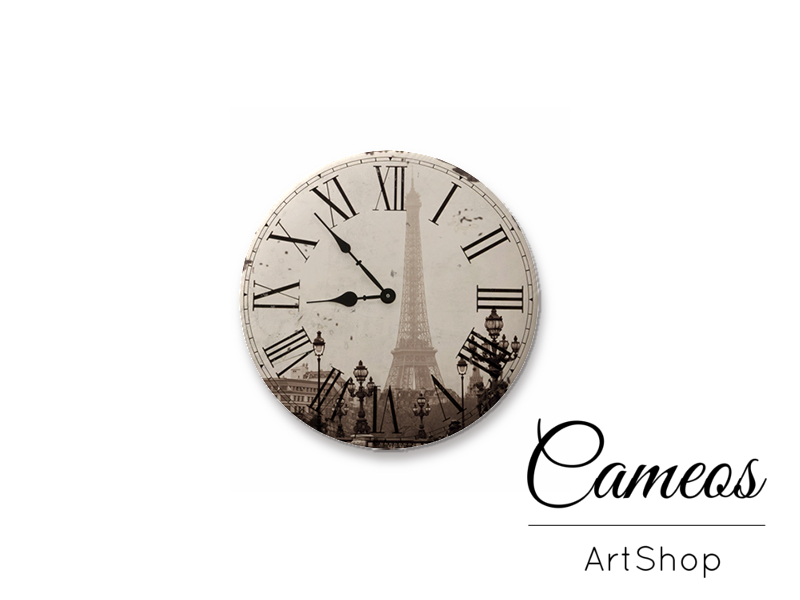 Round handmade glass dome cabochons 8mm up to 25mm, Clock- L391 - Cameos Art Shop