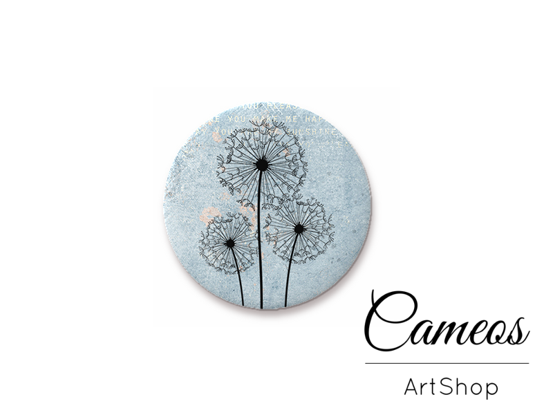 Round handmade glass dome cabochons 8mm up to 25mm, Dandelions- L397 - Cameos Art Shop