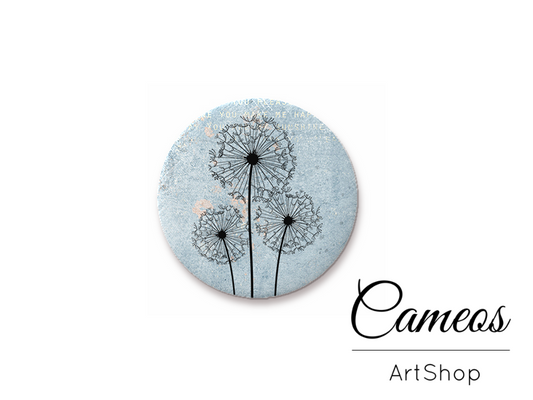 Round handmade glass dome cabochons 8mm up to 25mm, Dandelions- L397 - Cameos Art Shop