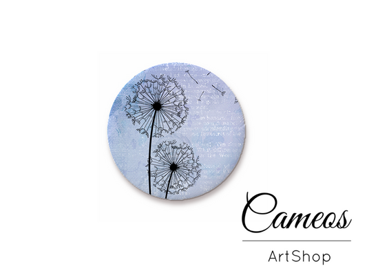Round handmade glass dome cabochons 8mm up to 25mm, Dandelions- L400 - Cameos Art Shop