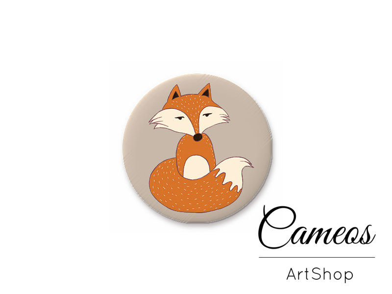 Round handmade glass dome cabochons 8mm up to 25mm, Fox- L428 - Cameos Art Shop