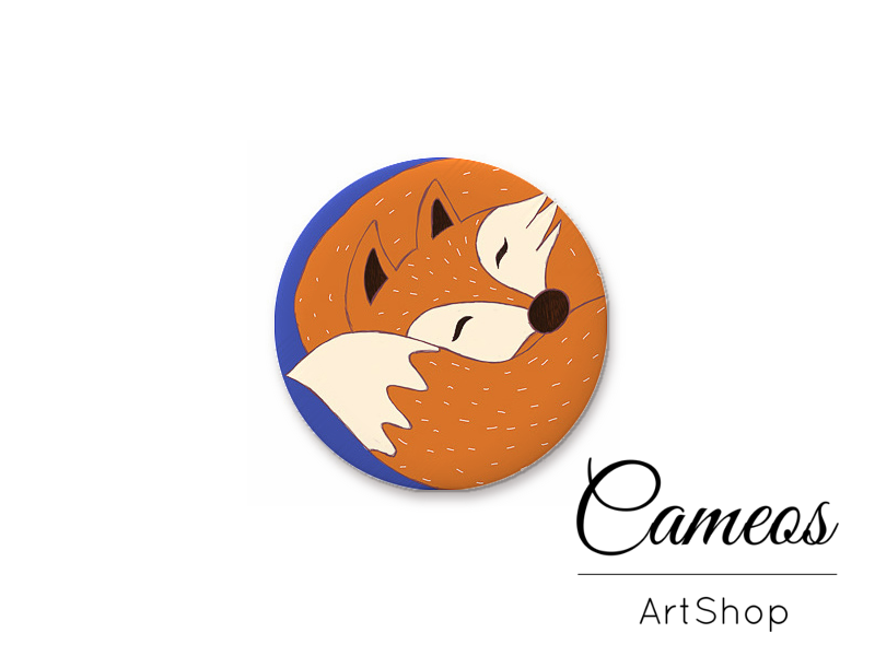 Round handmade glass dome cabochons 8mm up to 25mm, Fox- L432 - Cameos Art Shop