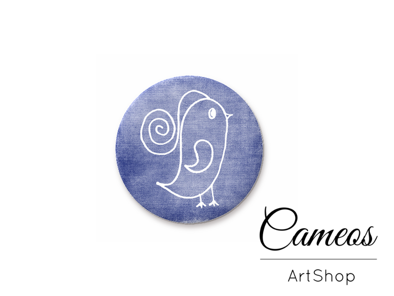 Round handmade glass dome cabochons 8mm up to 25mm, Birds- L441 - Cameos Art Shop