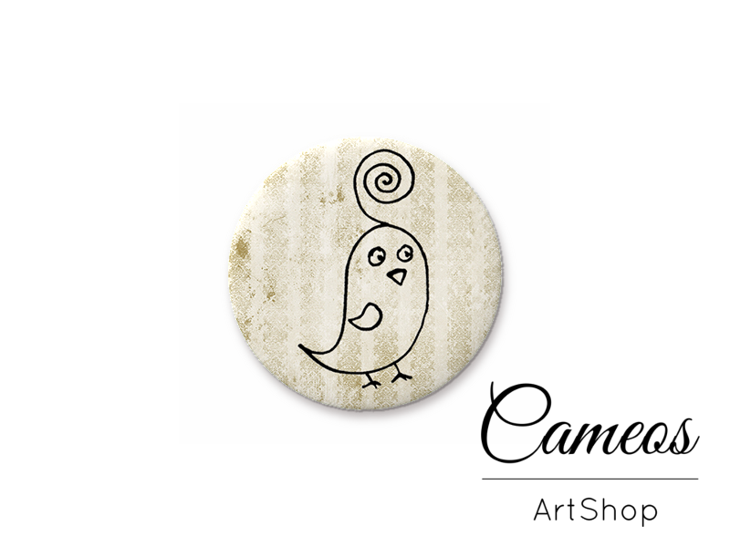 Round handmade glass dome cabochons 8mm up to 25mm, Birds- L443 - Cameos Art Shop