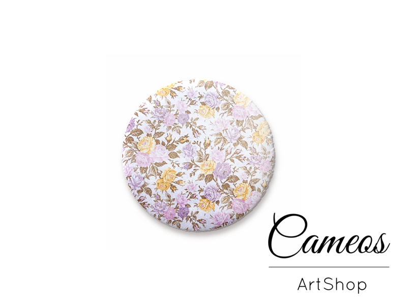 Round handmade glass dome cabochons 8mm up to 25mm, Flowers- L447 - Cameos Art Shop