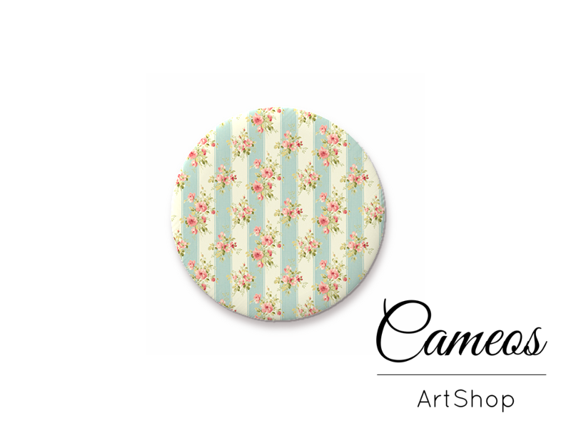 Round handmade glass dome cabochons 8mm up to 25mm, Flowers- L448 - Cameos Art Shop