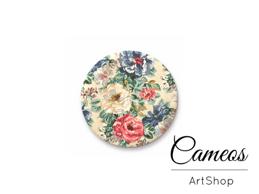 Round handmade glass dome cabochons 8mm up to 25mm, Floral- L449 - Cameos Art Shop