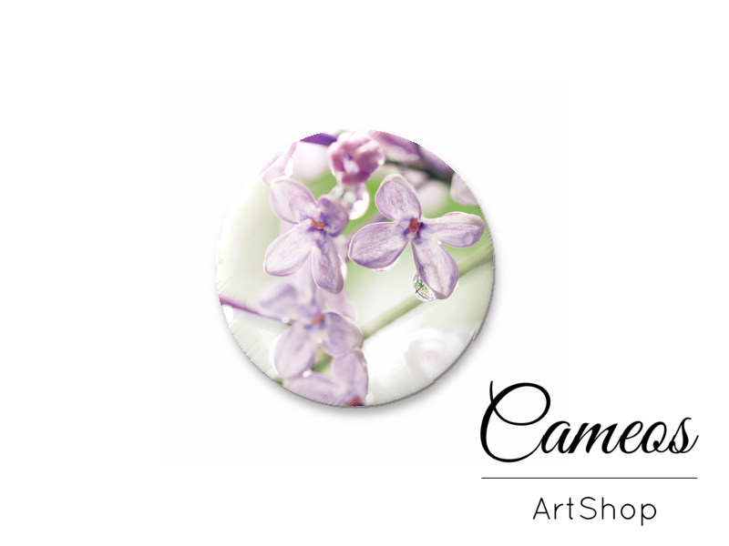 Round handmade glass cabochons 8mm up to 25mm, Floral Motive- L45 - Cameos Art Shop