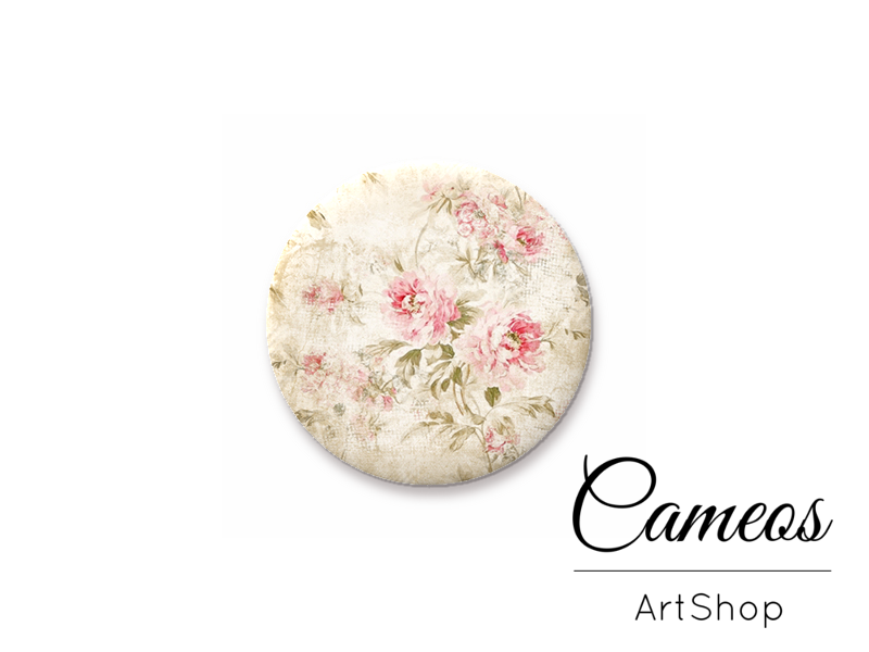 Round handmade glass dome cabochons 8mm up to 25mm, Flowers- L450 - Cameos Art Shop