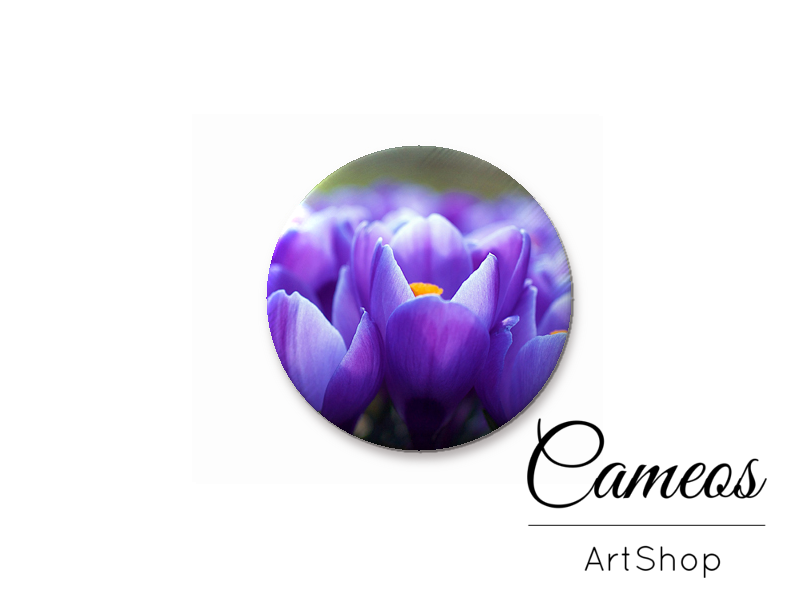 Round handmade glass cabochons 8mm up to 25mm, Floral Motive- L46 - Cameos Art Shop