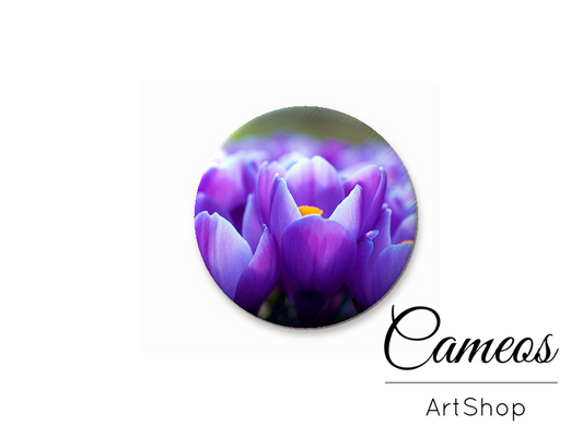 Round handmade glass cabochons 8mm up to 25mm, Floral Motive- L46 - Cameos Art Shop