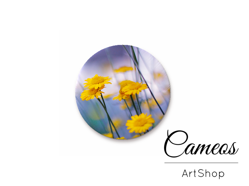 Round handmade glass cabochons 8mm up to 25mm, Floral Motive- L47 - Cameos Art Shop