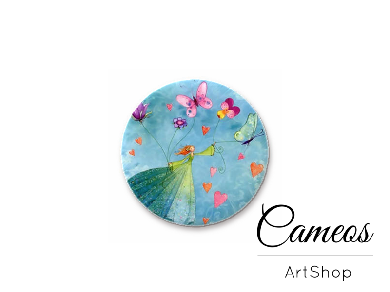 Round handmade glass dome cabochons 8mm up to 25mm, Cute Girls- L479 - Cameos Art Shop