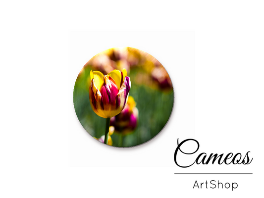 Round handmade glass cabochons 8mm up to 25mm, Floral Motive- L48 - Cameos Art Shop