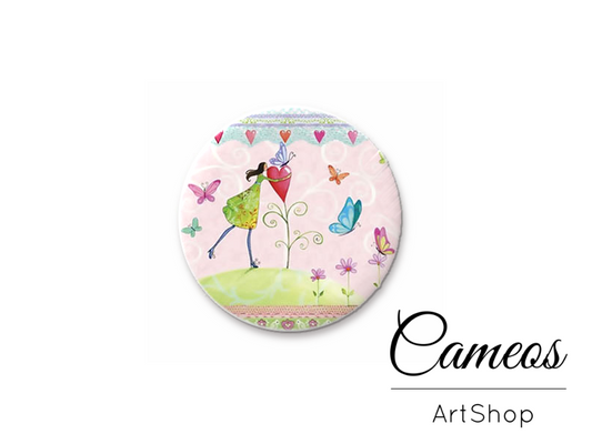 Round handmade glass dome cabochons 8mm up to 25mm, Cute Girls L480 - Cameos Art Shop