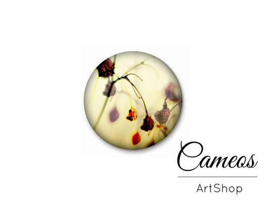 Round handmade glass dome cabochons 8mm up to 25mm, Floral- L483 - Cameos Art Shop