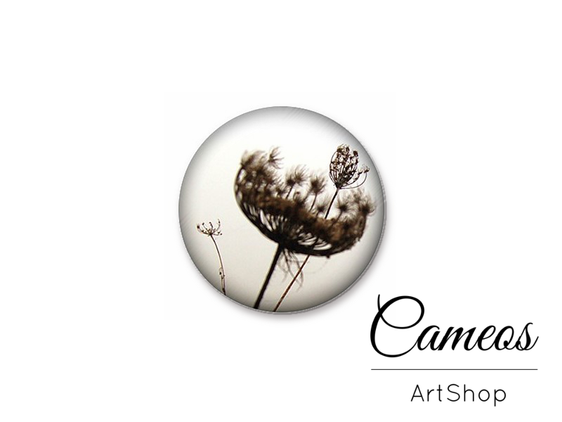 Round handmade glass dome cabochons 8mm up to 25mm, Flower- L489 - Cameos Art Shop