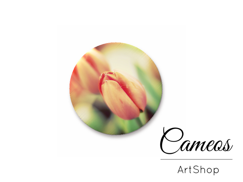 Round handmade glass cabochons 8mm up to 25mm, Floral Motive- L50 - Cameos Art Shop