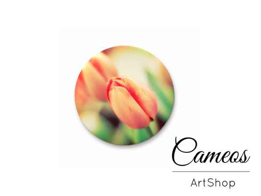 Round handmade glass cabochons 8mm up to 25mm, Floral Motive- L50 - Cameos Art Shop