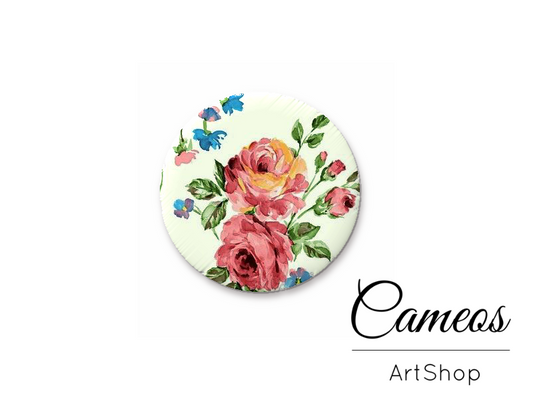 Round handmade glass dome cabochons 8mm up to 25mm, Flowers- L508 - Cameos Art Shop