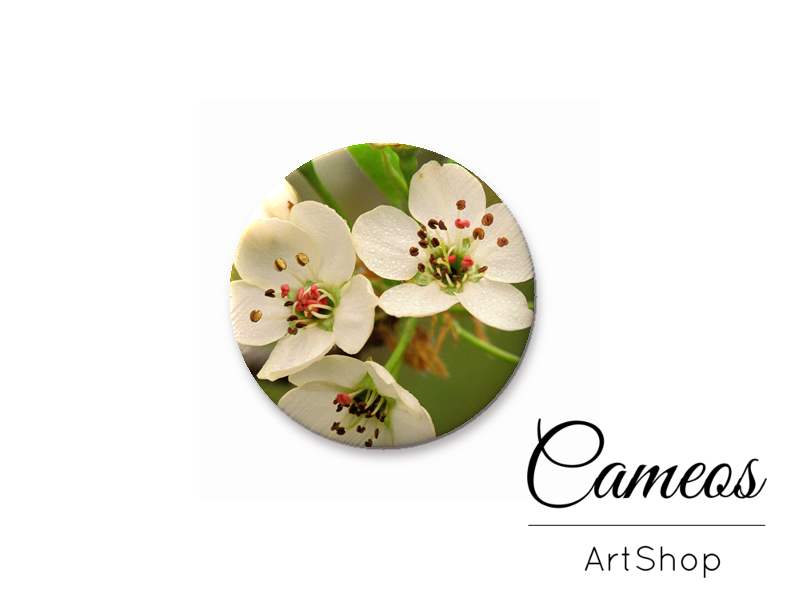 Round handmade glass cabochons 8mm up to 25mm, Floral Motive- L51 - Cameos Art Shop