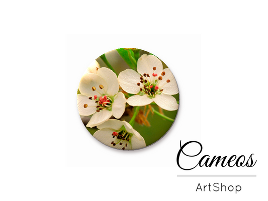 Round handmade glass cabochons 8mm up to 25mm, Floral Motive- L51 - Cameos Art Shop