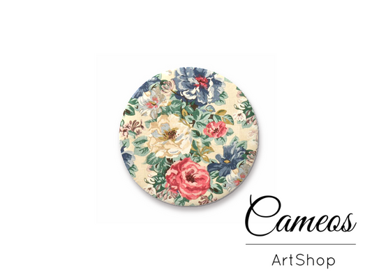 Round handmade glass dome cabochons 8mm up to 25mm, Flowers- L514 - Cameos Art Shop