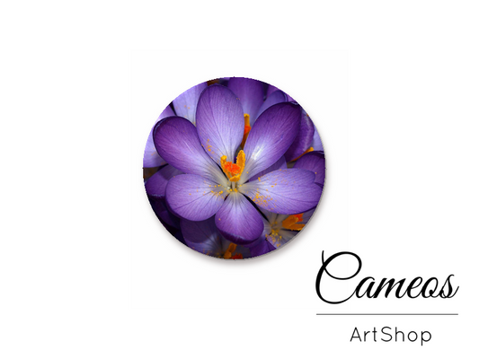 Round handmade glass cabochons 8mm up to 25mm, Floral Motive- L52 - Cameos Art Shop