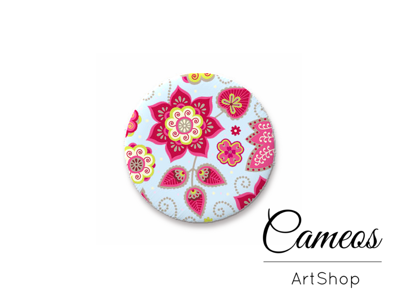 Round handmade glass dome cabochons 8mm up to 25mm, Retro- L526 - Cameos Art Shop