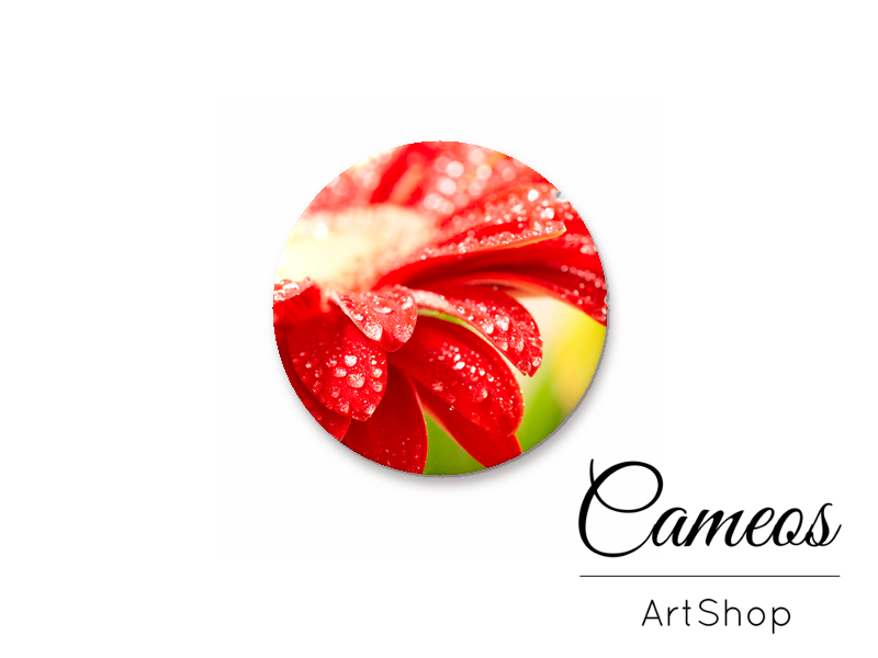 Round handmade glass cabochons 8mm up to 25mm, Floral Motive- L53 - Cameos Art Shop