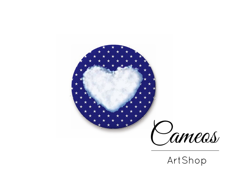 Round handmade glass dome cabochons 8mm up to 25mm, Heart- L534 - Cameos Art Shop