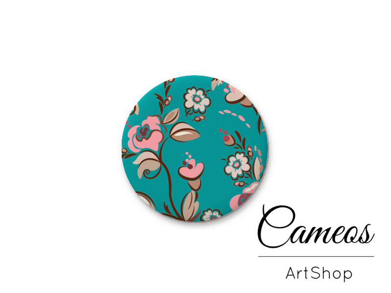 Round handmade glass dome cabochons 8mm up to 25mm, Flowers- L543 - Cameos Art Shop