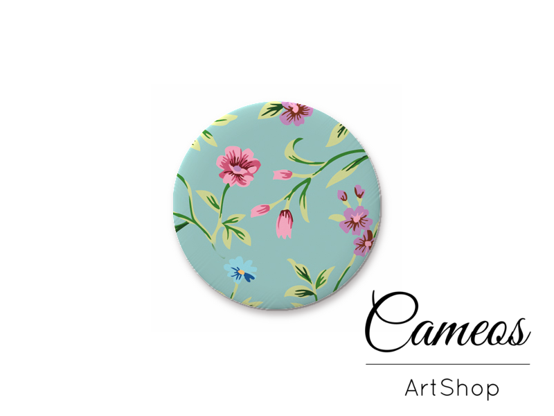 Round handmade glass dome cabochons 8mm up to 25mm, Floral- L544 - Cameos Art Shop