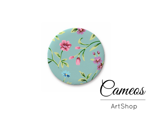 Round handmade glass dome cabochons 8mm up to 25mm, Floral- L544 - Cameos Art Shop