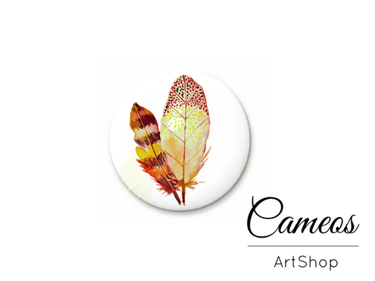 Round handmade glass dome cabochons 8mm up to 25mm, Feathers- L547 - Cameos Art Shop