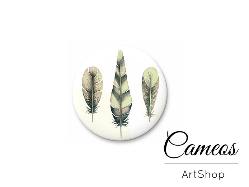 Round handmade glass dome cabochons 8mm up to 25mm, Feathers- L548 - Cameos Art Shop