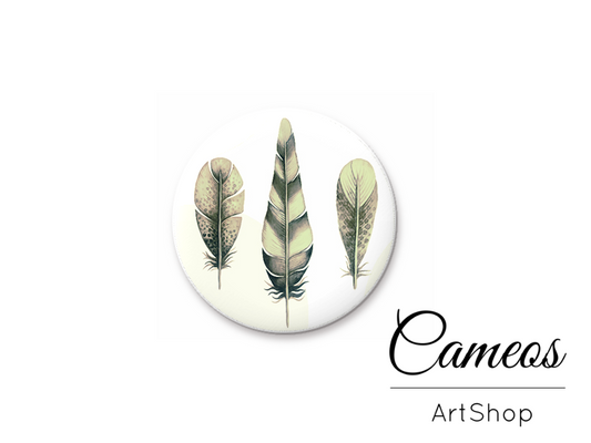 Round handmade glass dome cabochons 8mm up to 25mm, Feathers- L548 - Cameos Art Shop