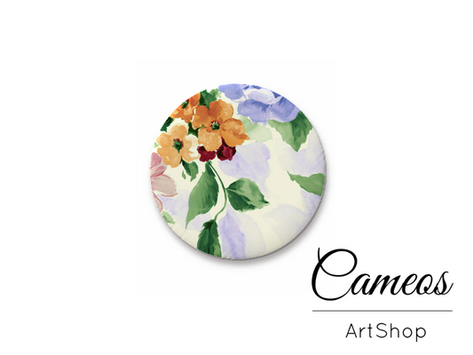 Round handmade glass dome cabochons 8mm up to 25mm, Floral- L553 - Cameos Art Shop