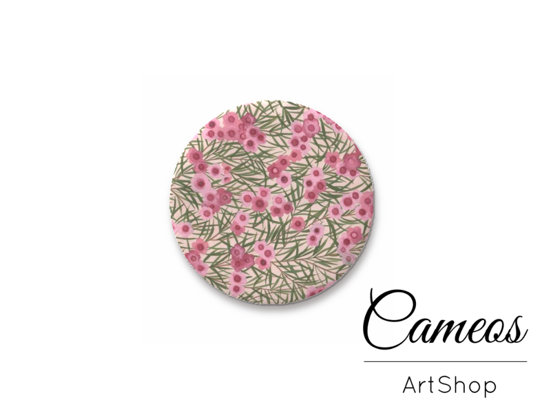 Round handmade glass dome cabochons 8mm up to 25mm, Floral- L555 - Cameos Art Shop