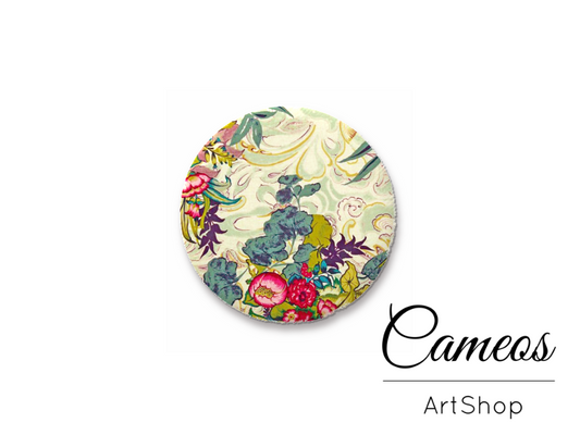 Round handmade glass dome cabochons 8mm up to 25mm, Floral- L558 - Cameos Art Shop