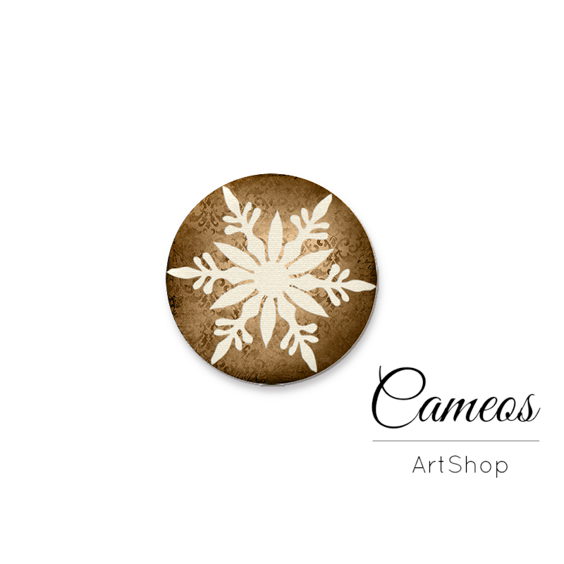 Round handmade glass cabochons 8mm up to 25mm, Christmas Motive - L591 - Cameos Art Shop