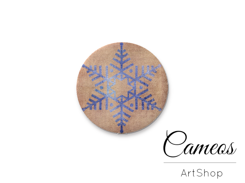 Round handmade glass cabochons 8mm up to 25mm, Christmas Motive - L592 - Cameos Art Shop