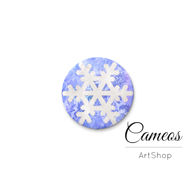 Round handmade glass cabochons 8mm up to 25mm, Christmas Motive - L593 - Cameos Art Shop