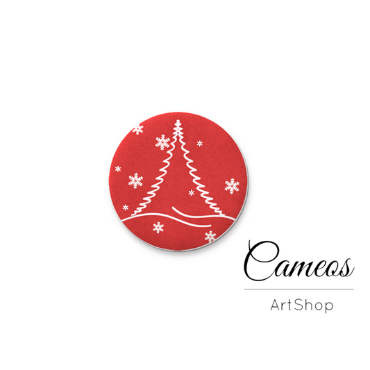 Round handmade glass cabochons 8mm up to 25mm, Christmas Motive - L595 - Cameos Art Shop