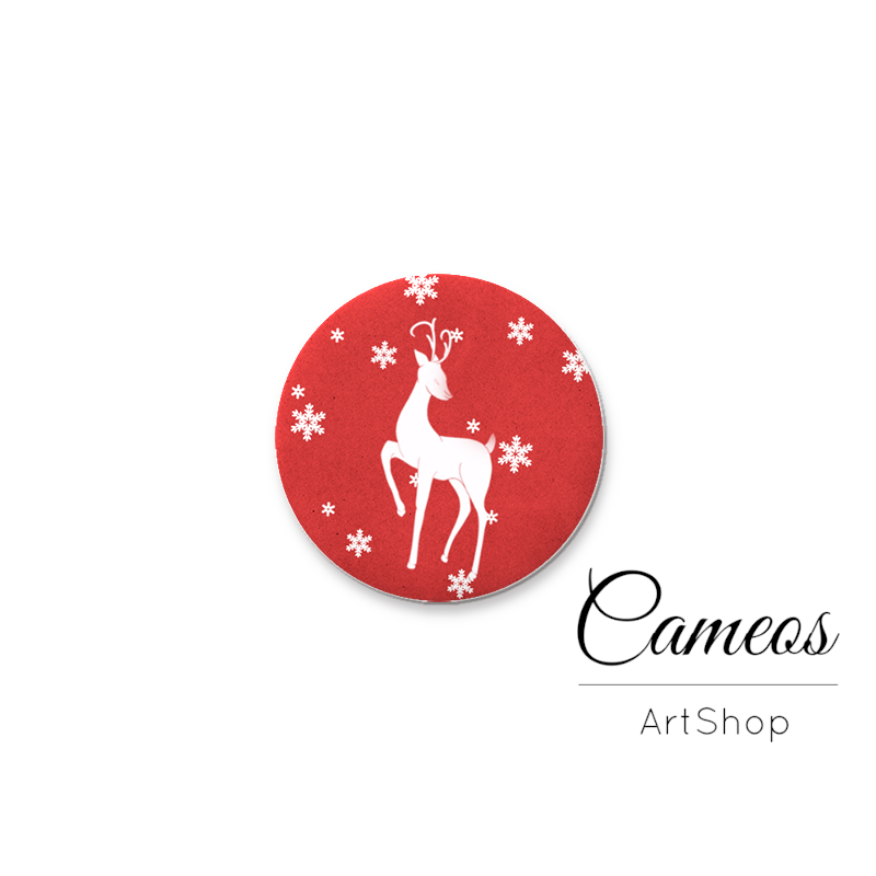 Round handmade glass cabochons 8mm up to 25mm, Christmas Motive - L596 - Cameos Art Shop