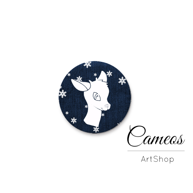 Round handmade glass cabochons 8mm up to 25mm, Christmas Motive - L598 - Cameos Art Shop