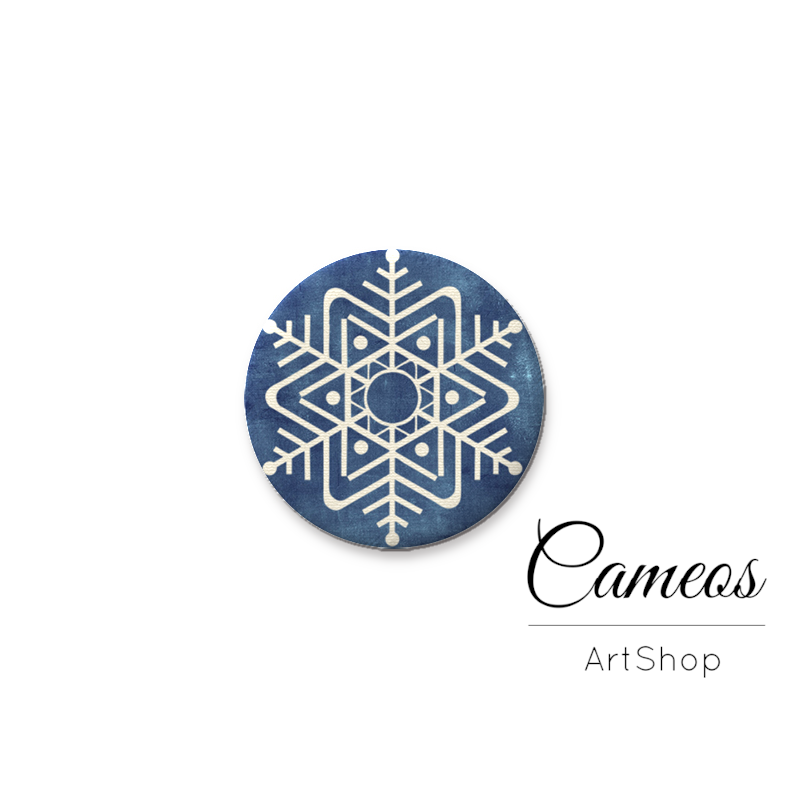 Round handmade glass cabochons 8mm up to 25mm, Christmas Motive - L599 - Cameos Art Shop