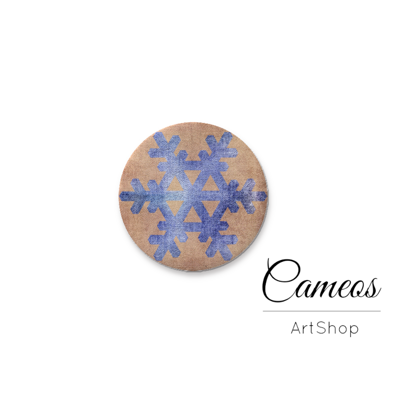 Round handmade glass cabochons 8mm up to 25mm, Christmas Motive - L601 - Cameos Art Shop