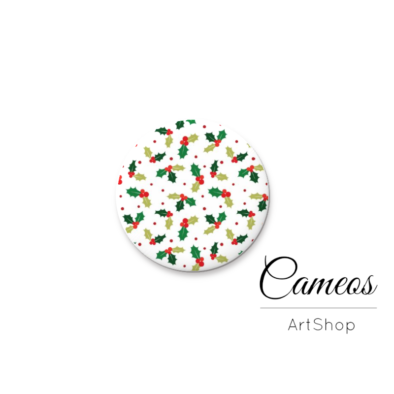 Round handmade glass cabochons 8mm up to 25mm, Christmas Motive - L602 - Cameos Art Shop