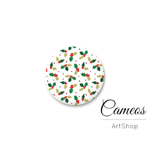 Round handmade glass cabochons 8mm up to 25mm, Christmas Motive - L602 - Cameos Art Shop